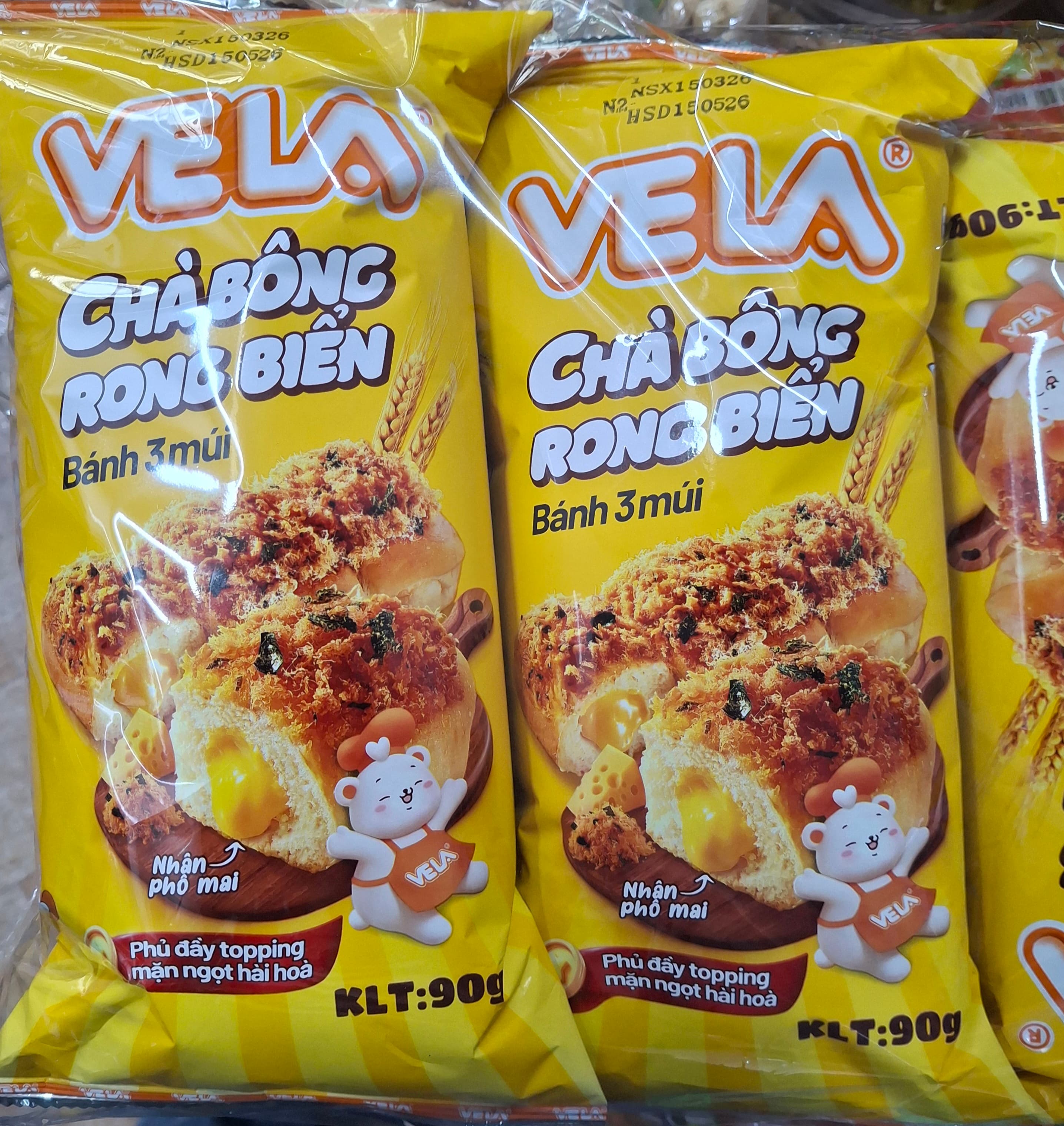     COMBO 3 túi bánh mì VELA Chà bông rong biển 