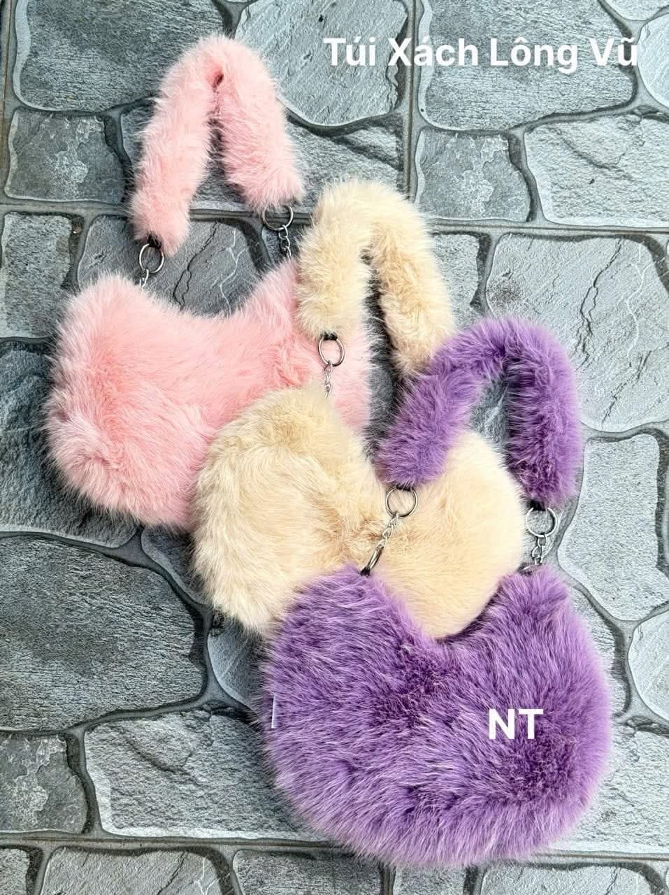 TÚI XÁCH LÔNG THÚ GIẢ ( MÀU HỒNG ) ảnh 3