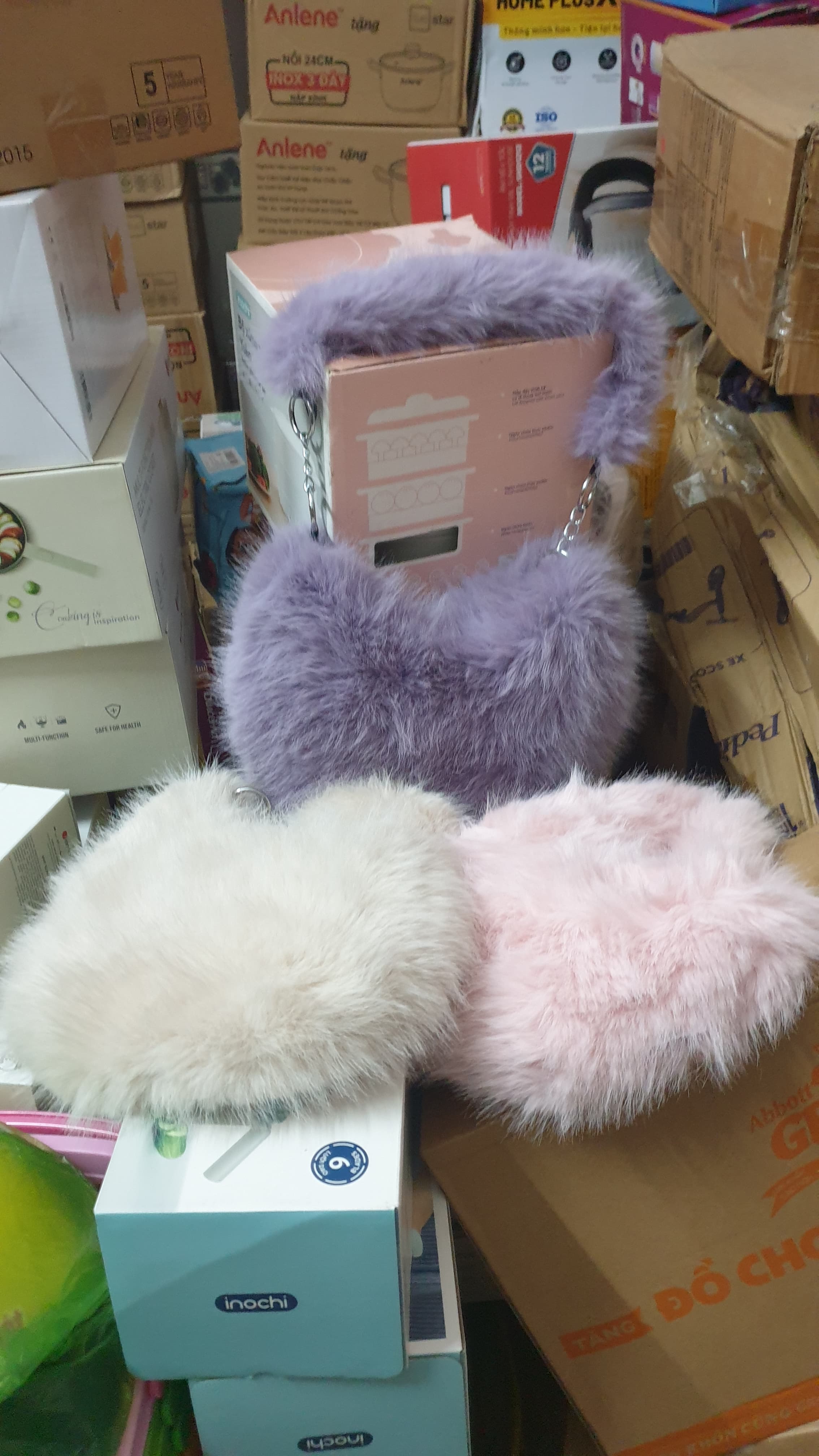 TÚI XÁCH LÔNG THÚ GIẢ ( MÀU TÍM )