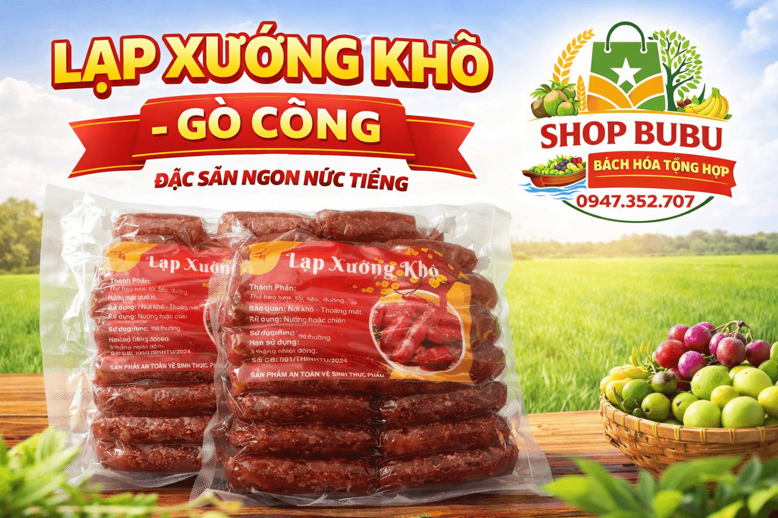 0.5kg Lạp xưởng Khô - Gò Công - Miền Tây