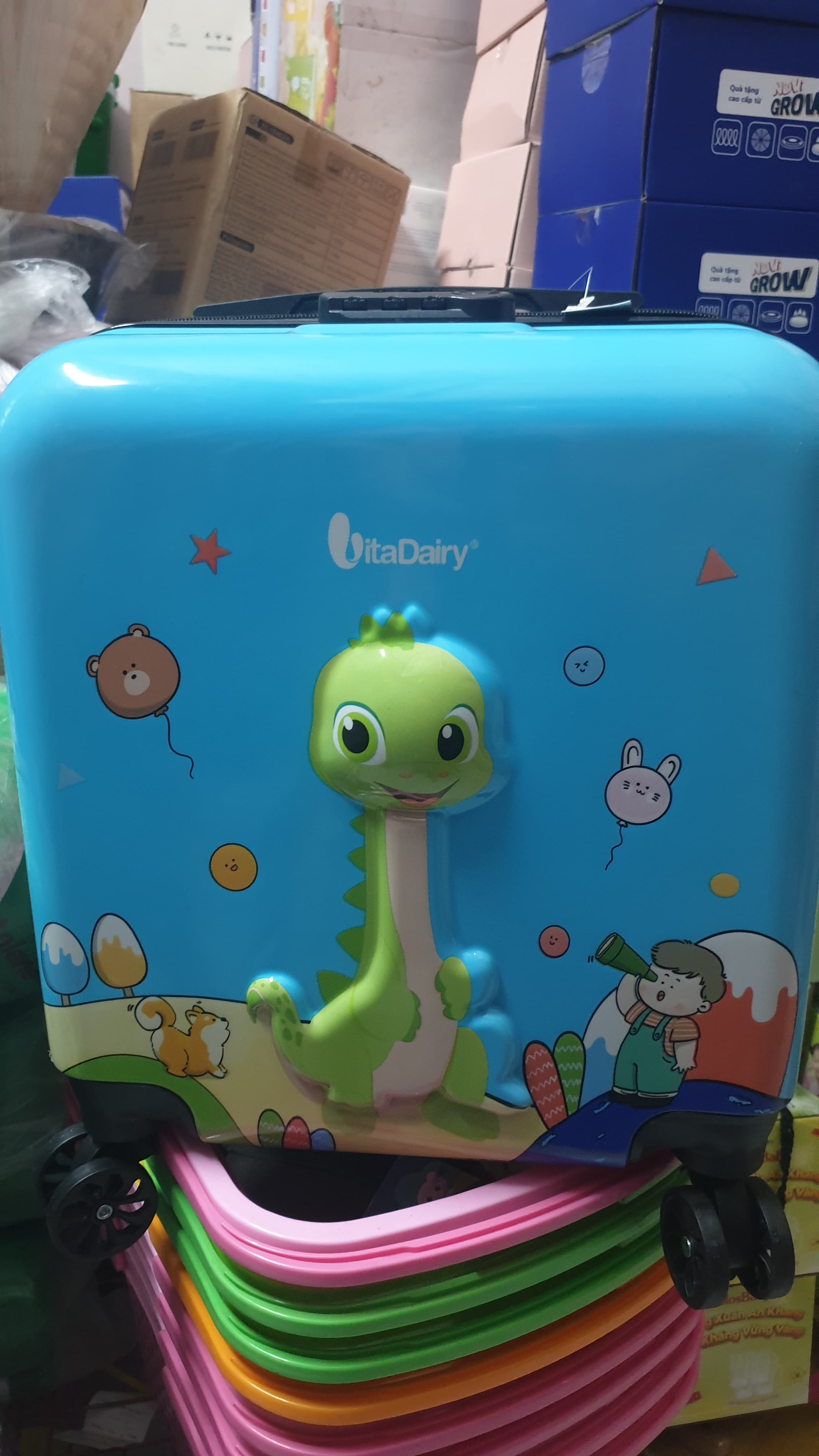 Vali kéo trẻ em 18 inch với họa tiết 3D hình khủng long ảnh 2