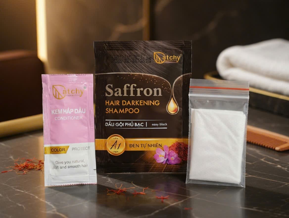 Combo 3 gói dầu gội đen tóc