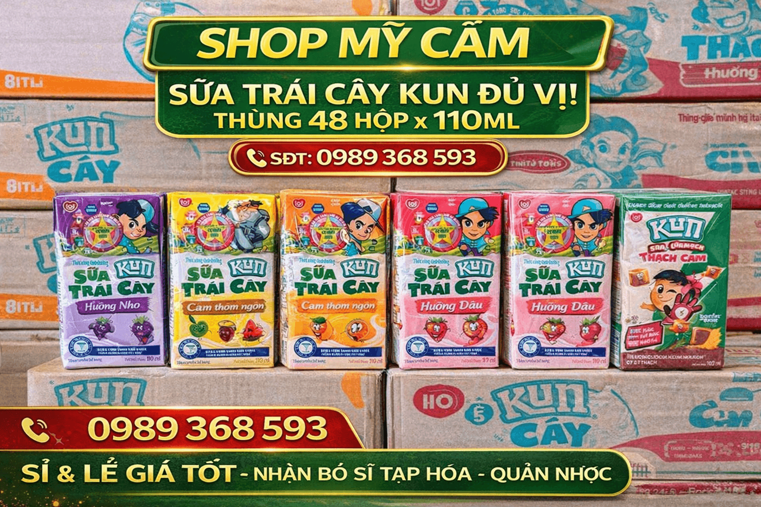 SỬA KUN ĐỦ VỊ,  HỘP NHỎ, THÙNG 48 HỘP X 110ML