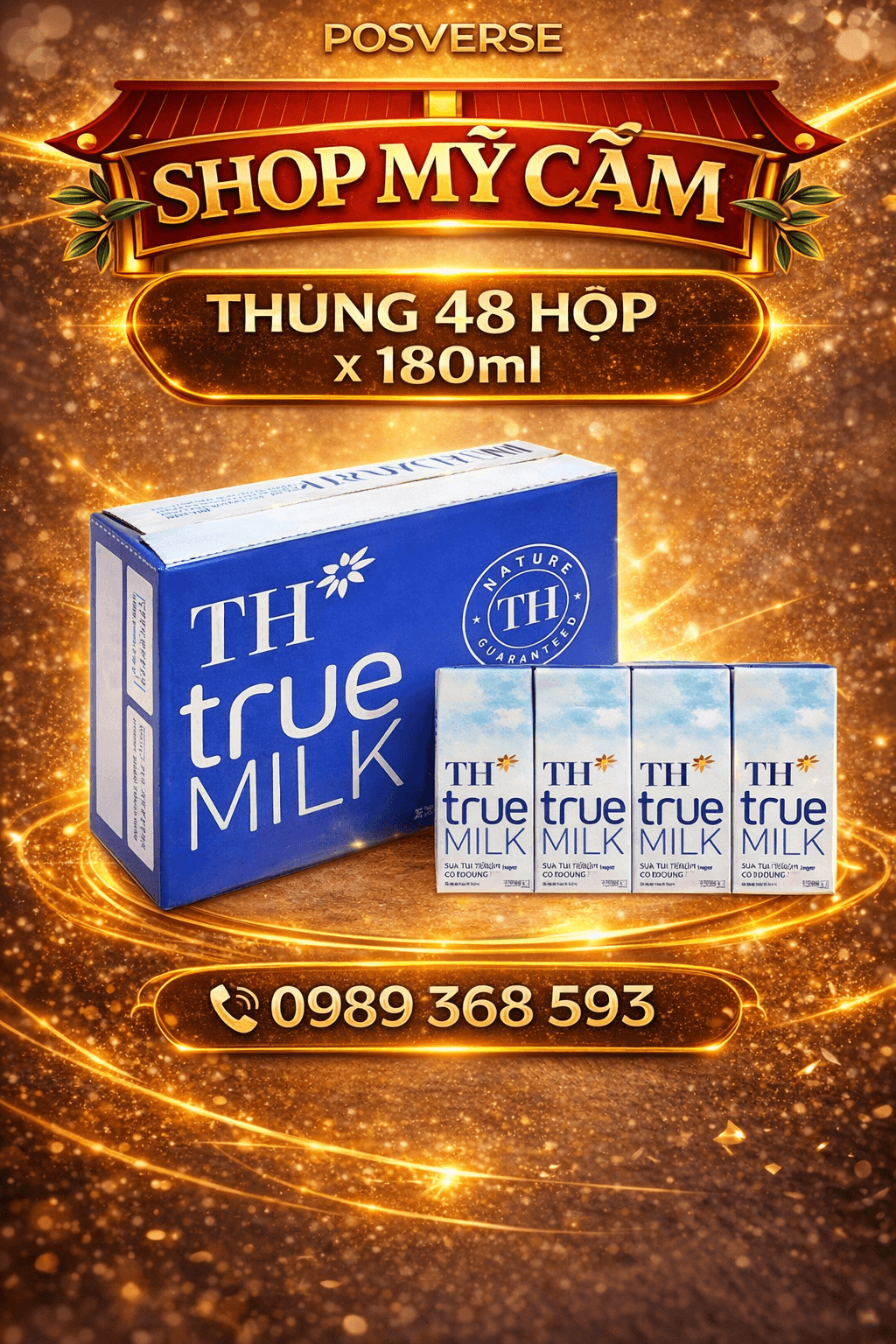 SỬA TH TrueMILK ít đường ( CÓ ĐƯỜNG ) thùng 48 Hộp x 180ml