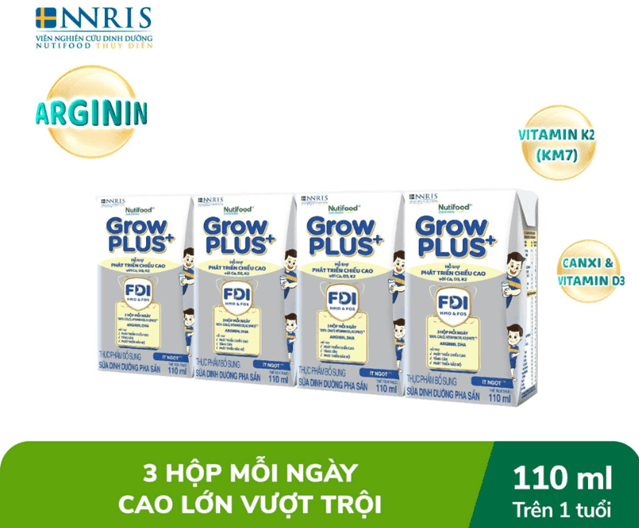 Sữa Nutifood GrowPLUS+ Cao Lớn Vượt Trội 110ml - Thùng 24 Hộp