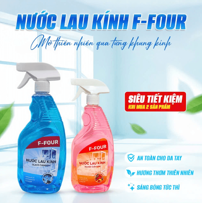 Combo 2 Nước lau kính F-FOUR Hương Trái Cây & Lyly