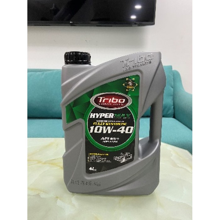 Dầu nhớt cao cấp động cơ ô tô máy xăng, loại nhớt Tribo SAE 10W40 API SP FULL SYNTHETIC, can 4 lít. Thương hiệu Tribo (UAE).